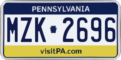 PA license plate MZK2696