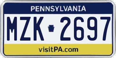 PA license plate MZK2697