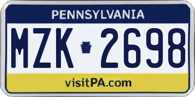 PA license plate MZK2698