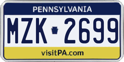 PA license plate MZK2699