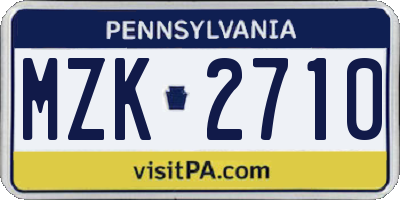 PA license plate MZK2710