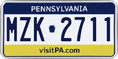 PA license plate MZK2711