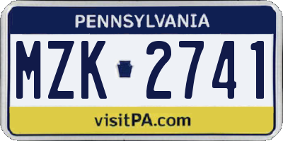 PA license plate MZK2741
