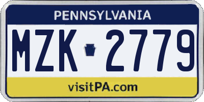 PA license plate MZK2779