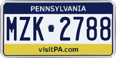 PA license plate MZK2788