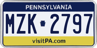 PA license plate MZK2797