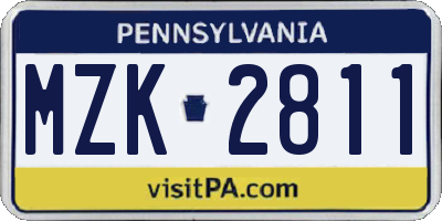 PA license plate MZK2811