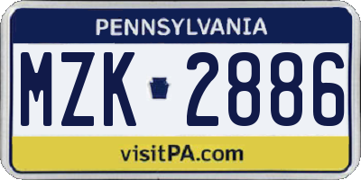 PA license plate MZK2886