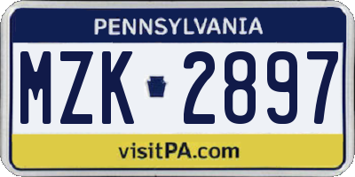 PA license plate MZK2897