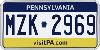 PA license plate MZK2969