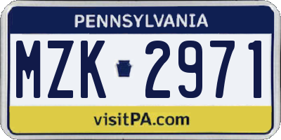 PA license plate MZK2971