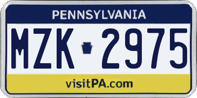 PA license plate MZK2975