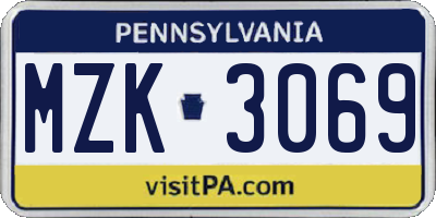 PA license plate MZK3069
