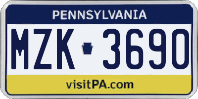 PA license plate MZK3690