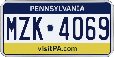 PA license plate MZK4069