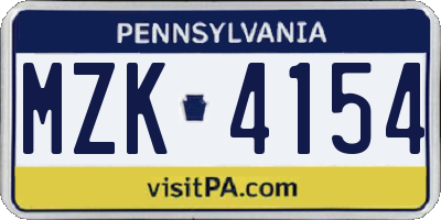 PA license plate MZK4154