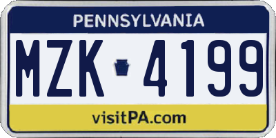 PA license plate MZK4199