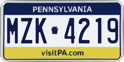 PA license plate MZK4219