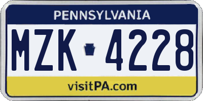 PA license plate MZK4228