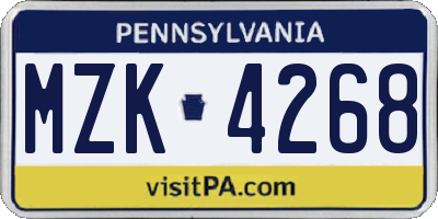 PA license plate MZK4268