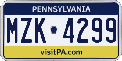 PA license plate MZK4299