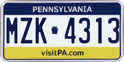 PA license plate MZK4313
