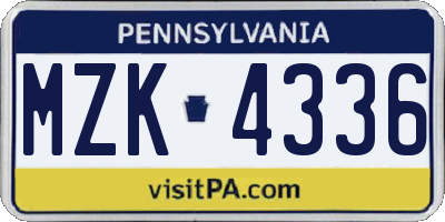PA license plate MZK4336