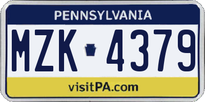 PA license plate MZK4379