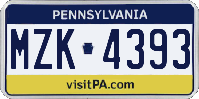 PA license plate MZK4393