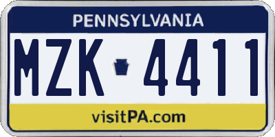 PA license plate MZK4411