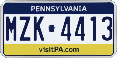 PA license plate MZK4413