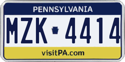 PA license plate MZK4414