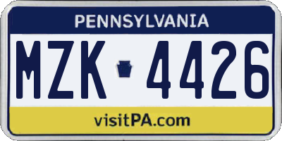PA license plate MZK4426
