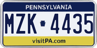 PA license plate MZK4435