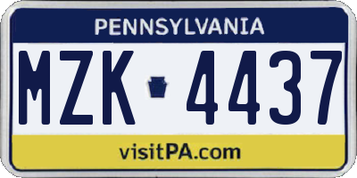 PA license plate MZK4437