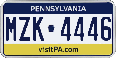 PA license plate MZK4446