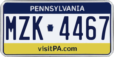 PA license plate MZK4467