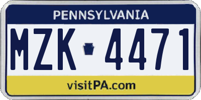 PA license plate MZK4471