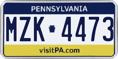 PA license plate MZK4473