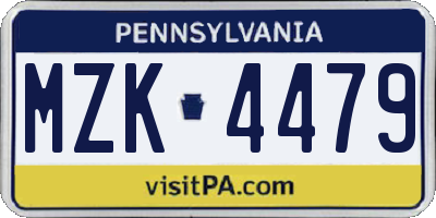 PA license plate MZK4479