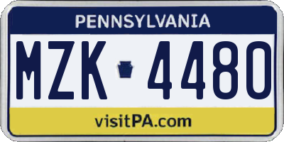 PA license plate MZK4480