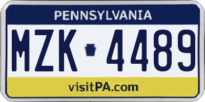 PA license plate MZK4489