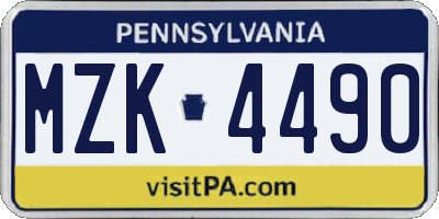 PA license plate MZK4490