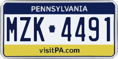 PA license plate MZK4491