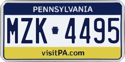 PA license plate MZK4495
