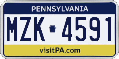 PA license plate MZK4591