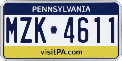 PA license plate MZK4611