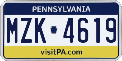 PA license plate MZK4619