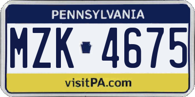 PA license plate MZK4675
