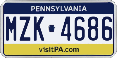 PA license plate MZK4686